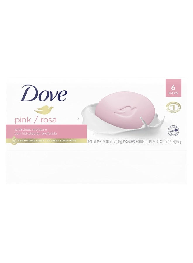 دوف صابون دوف بيوتي بار اللطيف لتنظيف البشرة بلطف ونعومة فائقة، لون وردي، ترطيب أكثر من الصابون العادي، 106 غرام، عبوة من 6 قطع - Image 3